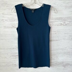 ST. JOHN Ribbed Scoop Neck Knit Wool Sweater Tank Top S Navy